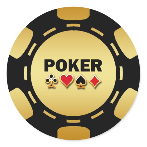 BLACK AND GOLD POKER CHIP CLASSIC ROUND STICKER | Zazzle