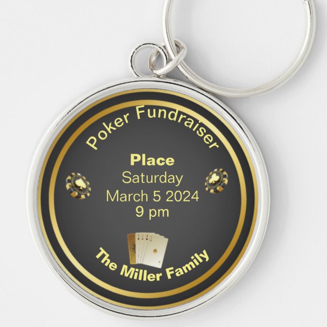 Black and Gold Poker Fundraiser Keychain (Front)