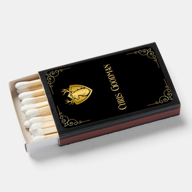 Black and Gold Poker Night Entertaining Detail Matchboxes (Front Open)