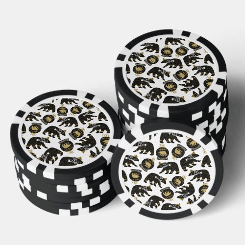 Black and Gold Polar Bear Pattern Christmas  Poker Chips