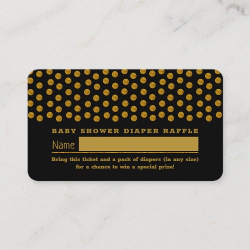 Black and Gold Polka Dot  Diaper Raffle Ticket Enclosure Card