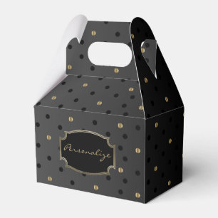 Black and Gold Polka Dots on Black Favor Boxes