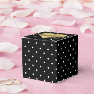 Black And Gold Polka Dots Party Favor Boxes