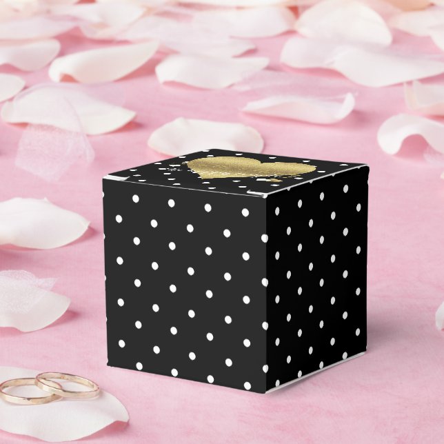 Black And Gold Polka Dots Party Favor Boxes (Wedding)