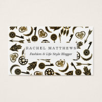 Black and Gold Popular Symbols on White Business Card