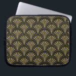 Black and Gold Posh Deco Fan Pattern Laptop Sleeve<br><div class="desc">This stunning art deco motif features a gold fan pattern against a black background.</div>
