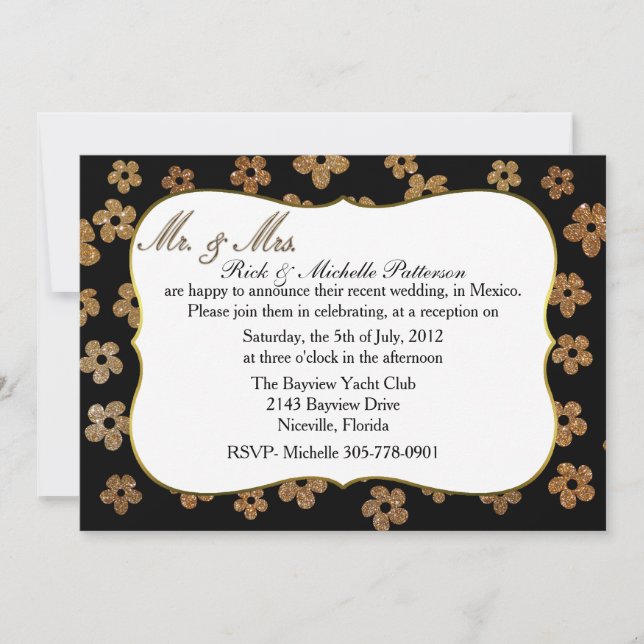 Black and Gold Post Wedding Reception Invitation (Front)
