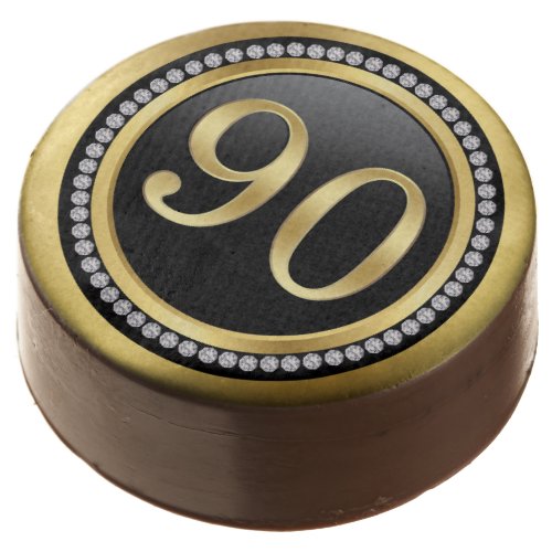Black and gold printed diamonds 90th Birthday Chocolate Covered Oreo