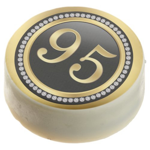 Black and gold printed diamonds 95th Birthday Chocolate Covered Oreo