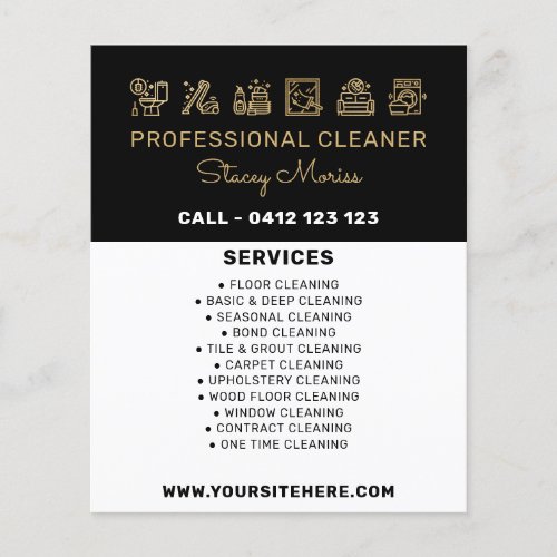 Black And Gold Professional Cleaner Services Flyer