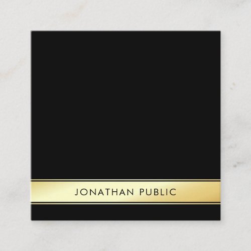 Black And Gold Professional Minimalist Template Square Business Card