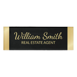 Black and Gold Professional Personalized Name Tag