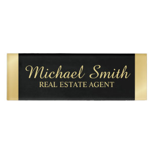 Black and Gold Professional Personalized Name Tag