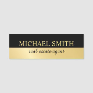 Black and Gold Professional Personalized Name Tag