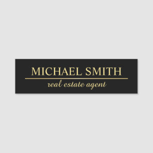 Black and Gold Professional Personalized Name Tag