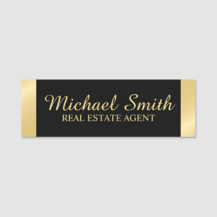 Black and Gold Professional Personalized Name Tag