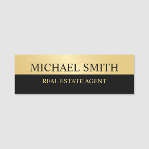 Black and Gold Professional Personalized Name Tag