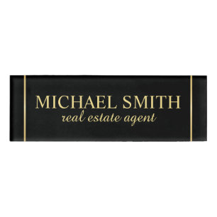 Black and Gold Professional Personalized Name Tag