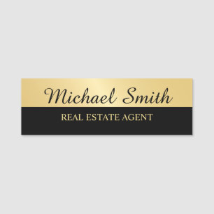 Black and Gold Professional Personalized Name Tag