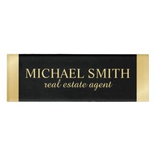 Black and Gold Professional Personalized Name Tag