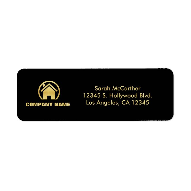 Black and Gold Professional Real Estate Label (Front)