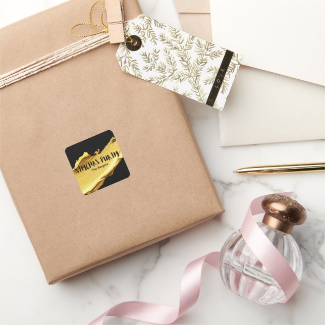 Black and gold Purim Label (Gifting)