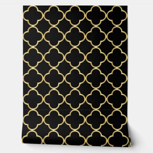Black and Gold Quatrefoil _ Background Changeable Wallpaper