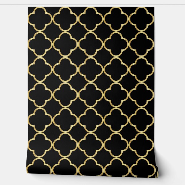 Black and Gold Quatrefoil - Background Changeable Wallpaper (Unrolling)