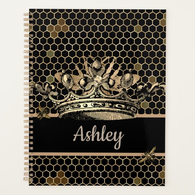 Black and Gold Queen Bee  Planner (Front)