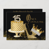 Black and Gold Quinceanera Invitations (Front/Back)