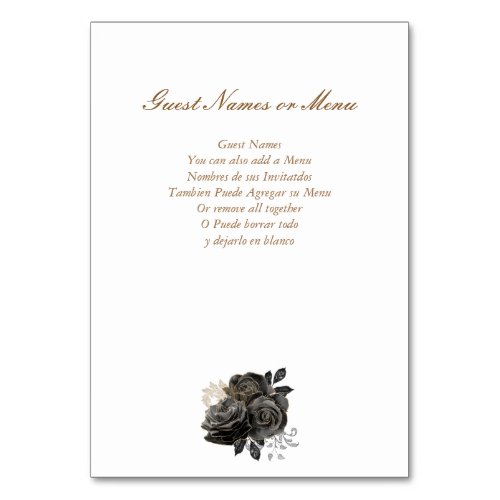 Black and Gold Quinceaera Table Number Card