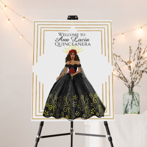 Black and Gold Quinceanera Welcome Sign