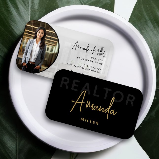 Black and Gold Realtor Broker Real Estate Agent Business Card (Creator Uploaded)