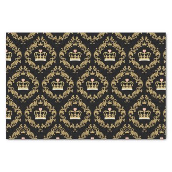 Black And Gold Regal Crowns Tissue Paper by JLBIMAGES at Zazzle
