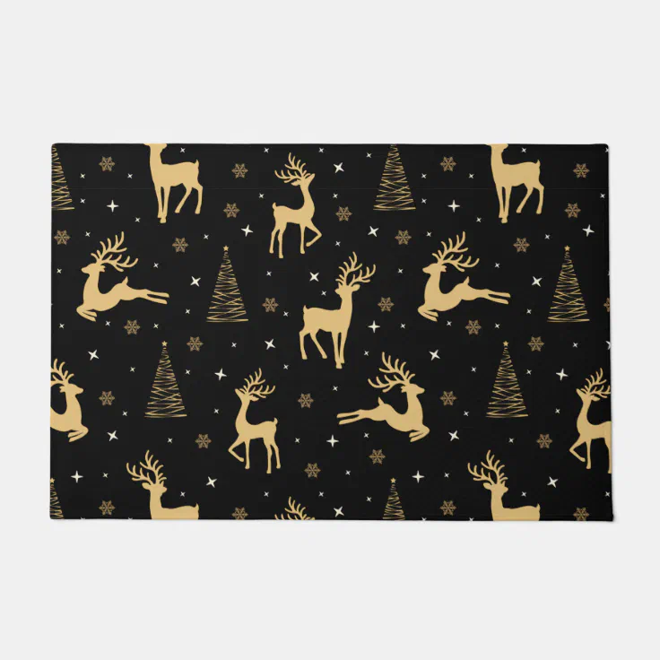 Black and Gold Reindeer Doormat Zazzle