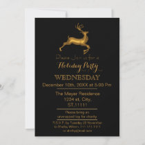 Black and Gold Reindeer holiday party Invitation