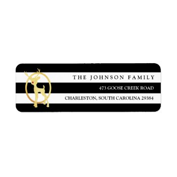 Black And Gold Reindeer Label by cranberrydesign at Zazzle