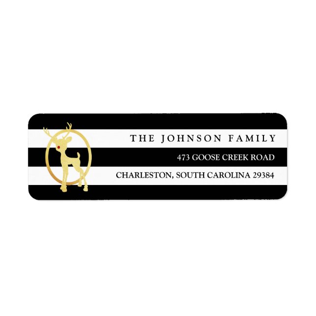 Black and Gold Reindeer Label (Front)