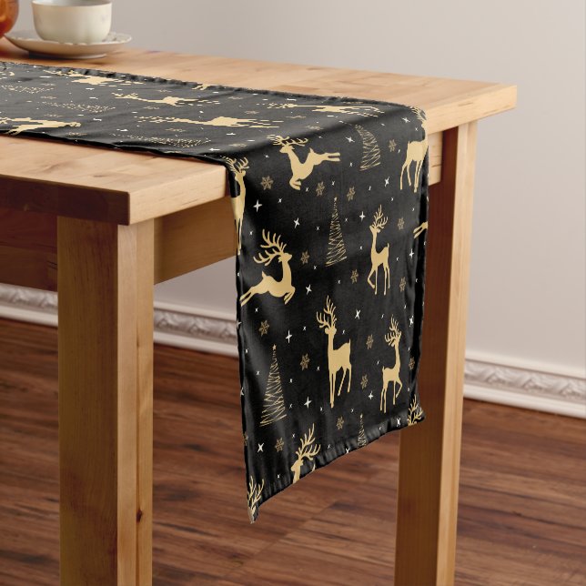 Black and Gold Reindeer Short Table Runner (In Situ)