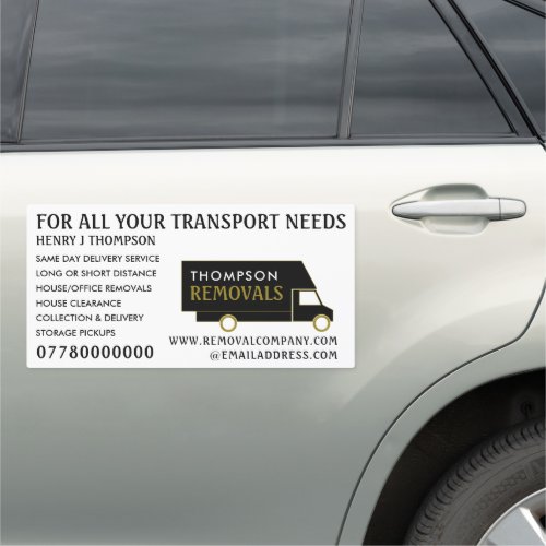 Black and Gold Removal Van Removal Company Car Magnet