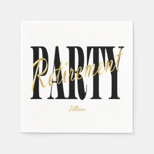 Black and Gold Retirement Party, Custom Napkins