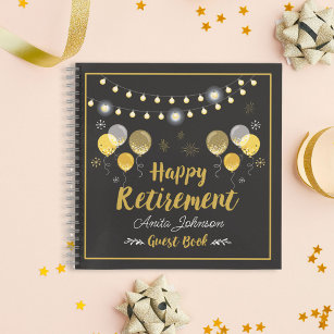 Black and Gold Retirement Party Guest Book