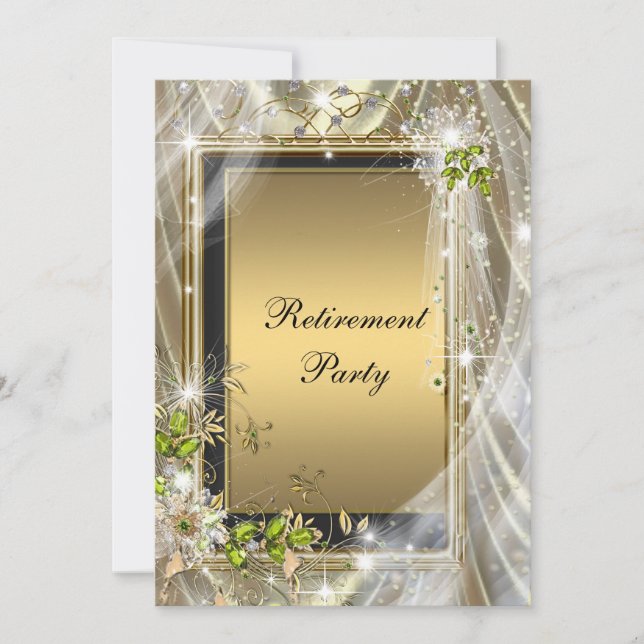 Black and Gold Retirement Party Invitation (Front)