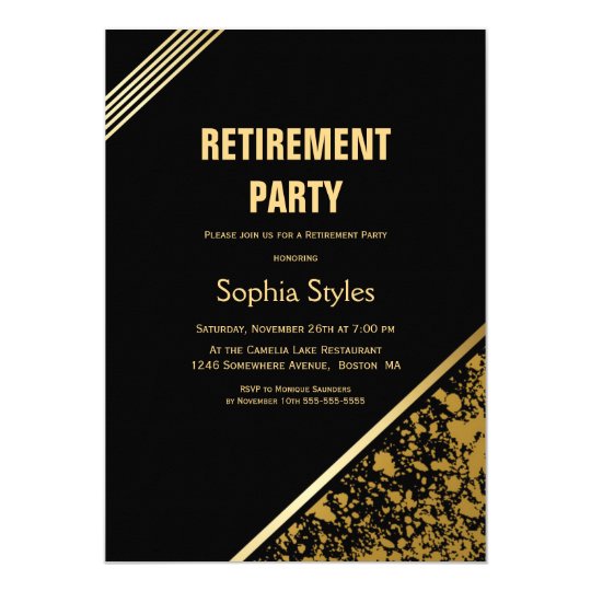 Black and Gold Retirement Party Invitation | Zazzle.com