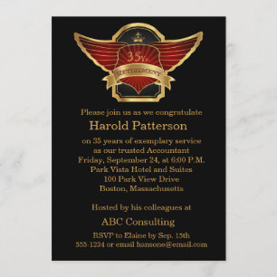 Black and Gold Retirement Party Invitation
