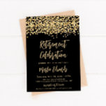 Black And Gold Retirement Party Invitation<br><div class="desc">Elegant black and gold retirement party invitation | edit all wording,  text,  and background/font colors</div>
