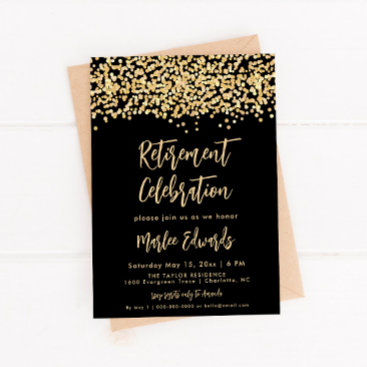 Black And Gold Retirement Party Invitation