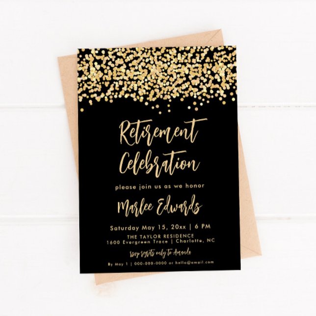 Black And Gold Retirement Party Invitation (Creator Uploaded)
