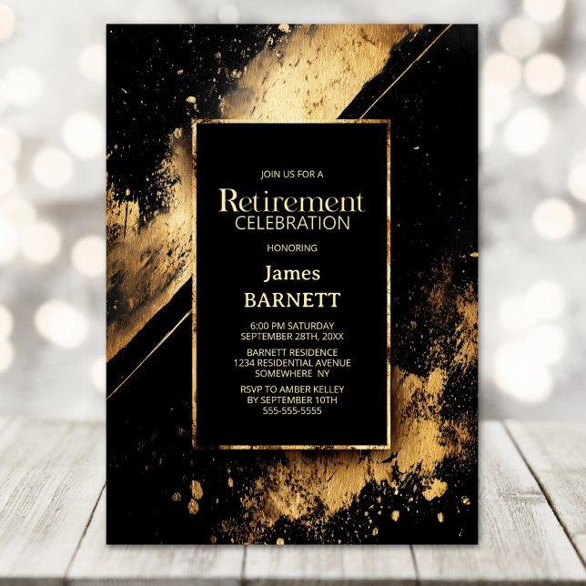 Black and Gold Retirement Party Invitation (Creator Uploaded)