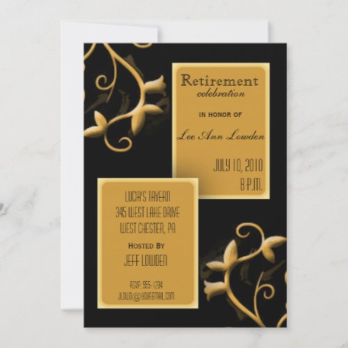 Black and Gold Retirement Party Invitation